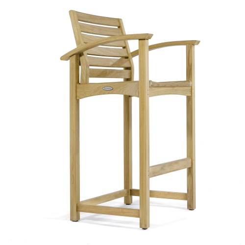 12466 Somerset Teak Bar Stool angled on white background