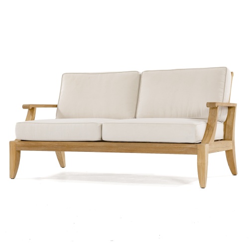 13152DP Laguna Sofa with canvas colored cushions angled front view on white background