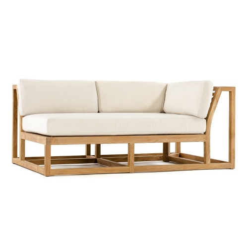 13801RFDP Maya teak Left Side Sectional with canvas colored cushion on white background