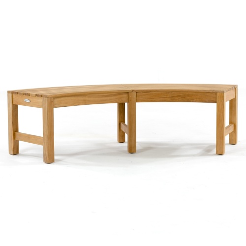 13937 Buckingham Teak Curved Backless Bench side view on white background