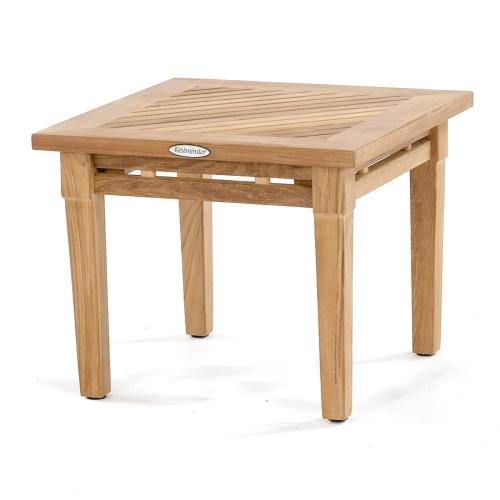 14125 Brighton Teak Side Table angled side view on a white background