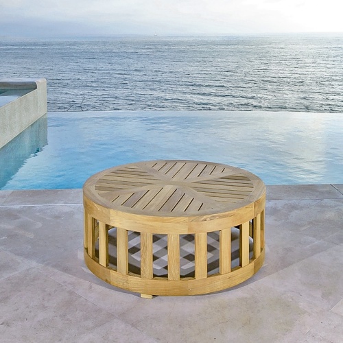 14171 Kafelonia Round Coffee table angled view on white background