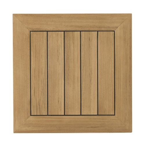 15098 Vogue 24 inch square Table Top with sikaflex sealant between teak slats on white background