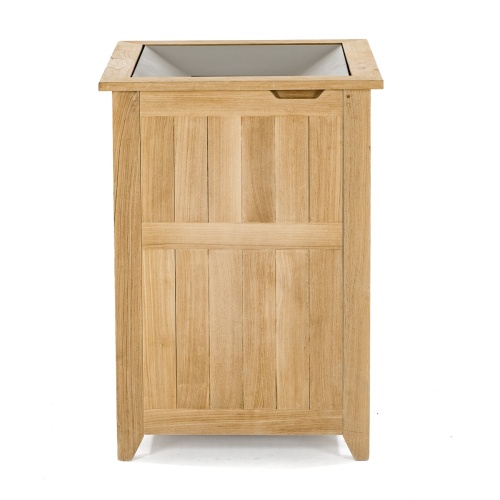 18165hm Palazzo Roman Numeral One teak Hamper on white background