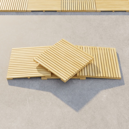 18403 Callebotise Teak Floor Tile showing 4 tiles on white background