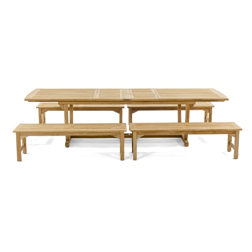 70065 Grand Veranda teak Picnic Bench Set side profile on white background