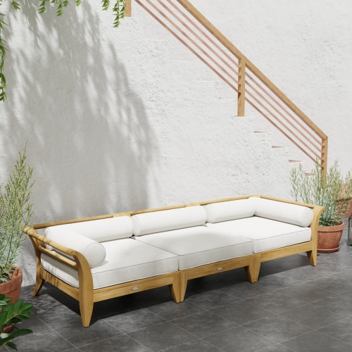 70102 Aman Dais 3 pc Sofa Set of 2 Aman Daise Corner Sectionals and an Aman Dais End Sectional with cushions and bolsters in front profile view on white background
