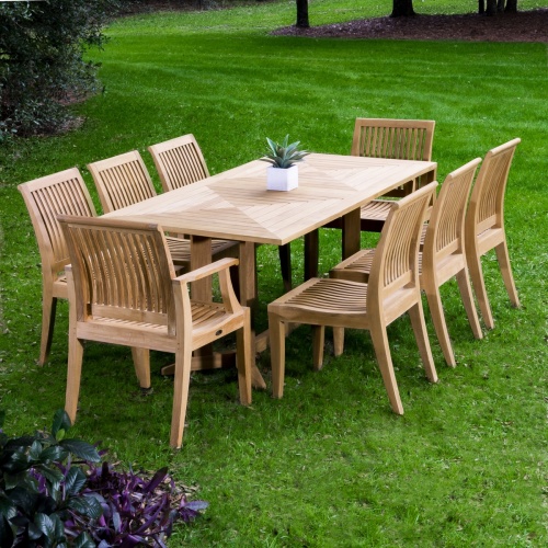 70295 Pyramid Laguna 9 piece Rectangular Dining Set angled view on white background