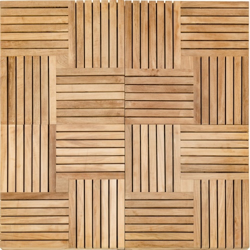 70401 parquet teak wooden tiles with four tiles arranged in a square on white background