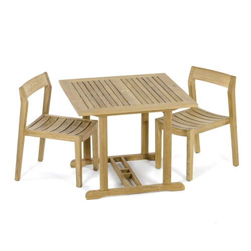 teak top bistro table and chair set