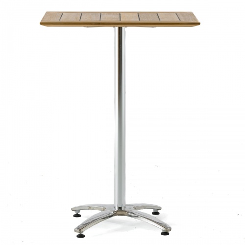 teakwood bar top and stainless steel base