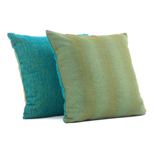 71005pepta electric treetop throw pillow showing two pillows one side in solid tone and other side in geometric organic pattern on white background