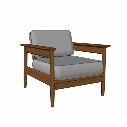 72159MTO Fika Chair Cushion on Fika Chair Teak Frame angled on white background