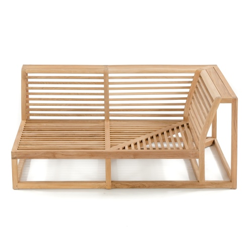 13801 Maya teak Left Side Sectional frame angled aerial view on white background