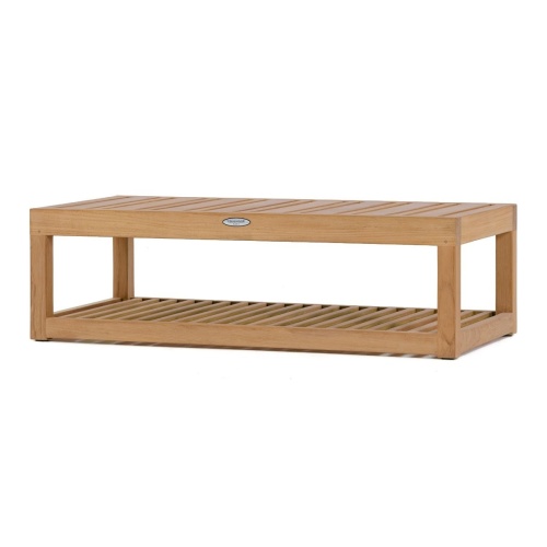 14322 maya teak end table with bottom shelf angled on white background