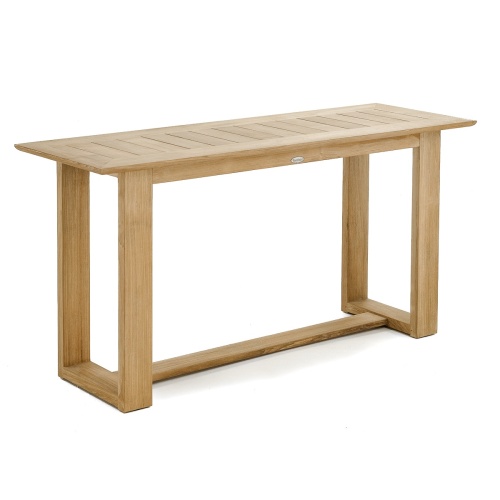 15669 Horizon Teak Console Table angled side view on white background