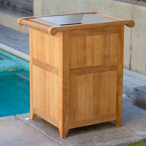 teak trash receptacles