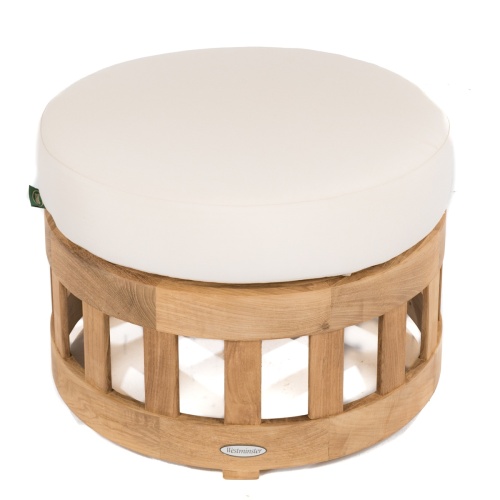18170 kafelonia teak coffee table ottoman with canvas colored cushion on white background