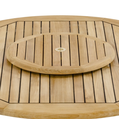 18701 twenty four inch teak lazy susan on teak round table on white background