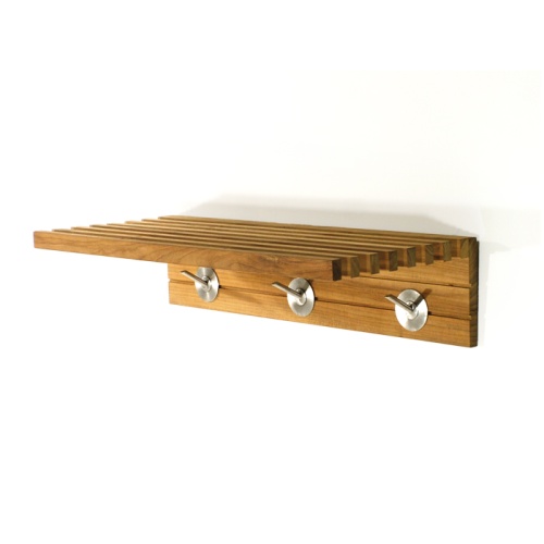 18730 Pacifica Towel Shelf hanging on bathroom wall by shower