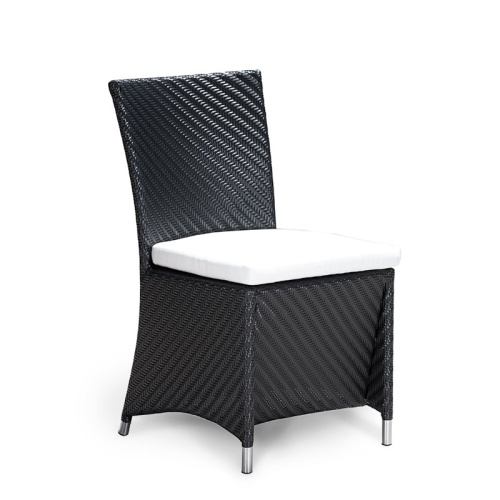 29002BKDP Valencia Black Side Chair with seat cushion front facing angled on white background