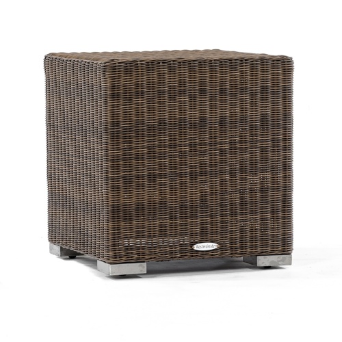 31007DP Malaga Wicker Side Table side angled view on white background