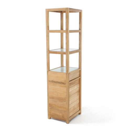 70089 Pacifica teak Spa Set linen tower angled view on white background