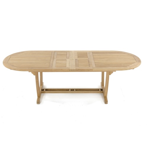 70163 Montserrat teak oval dining table side angled on white background