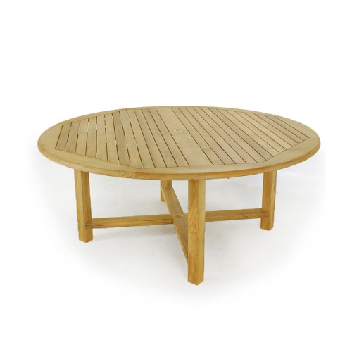 70256 Valencia teak 6 foot round Buckingham dining table on white background