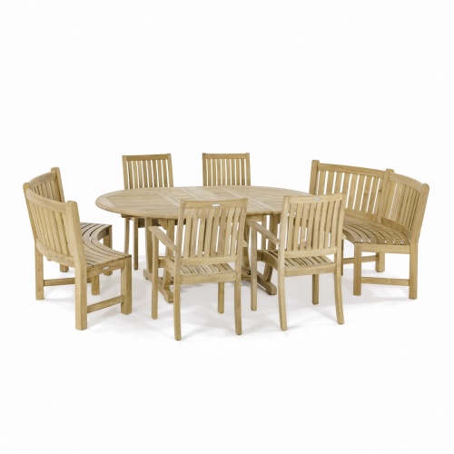 70266 Martinique Sussex 7 Piece Bench Set aerial angled view on white background