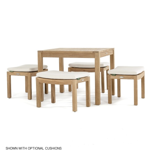 70521 Pacifica 5 piece square Cafe Set with optional canvas colored seat cushions on white background