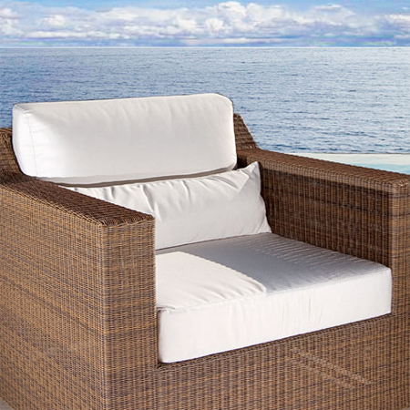 image of 73101MTO Malaga Armchair Cushion canvas color with ocean in background