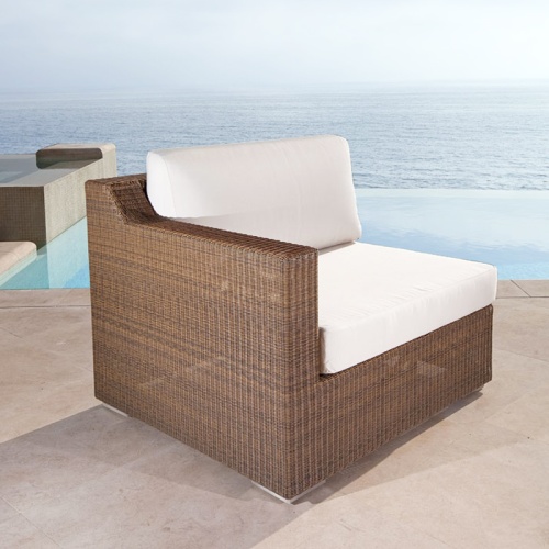 73105MTO Malaga Right Side Cushion for Malaga Right Side Sofa Sectional angled view on pool deck with ocean and blue sky in background 