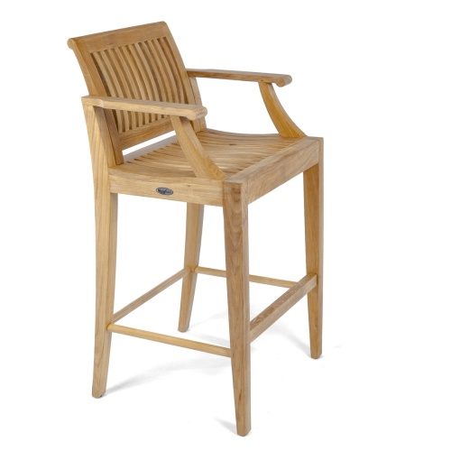 12910 Laguna Teak Bar Stool angled on white background