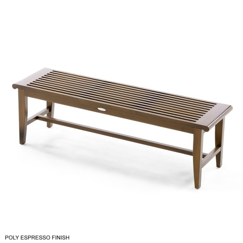13916 Laguna Teak 5 foot Backless Bench angled view showing marine gloss finish on white background