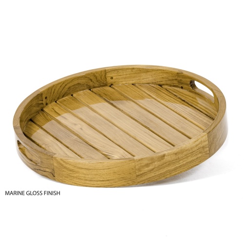 14170TO Kafelonia teak Round Tray angled view on white background