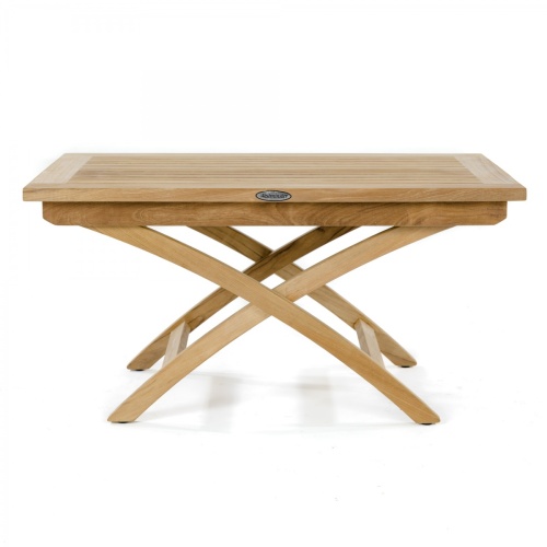 14745 barbuda folding teak coffee table side profile on white background
