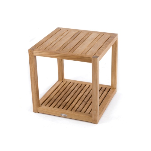 14800 Maya Teak Side Table in side angled view on white background