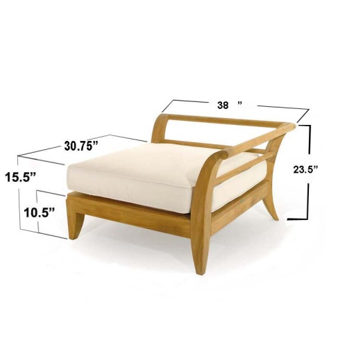 16765 aman dais deep seat corner teak sectional with autocad  in a back angled view and a canvas colored cushion on a white background