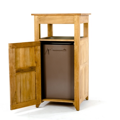 18160IN Metal Receptacle Liner Insert for teak trash receptacle showing open side view on white background