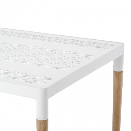 bloom square teakwood netal dining table