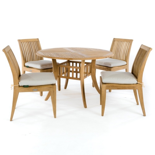 70291 Hyatt Laguna 5 piece teak Dining Set with optional seat cushions on white background