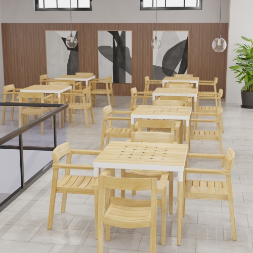 70388 Bloom Horizon 5 pc Dining Set showing 5 Dining Sets angled on tiled cafeteria dining area with pictures and wall in background