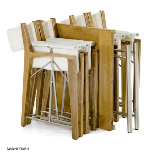 70459 Odyssey 5 Piece folding teak and stainless steel dining set AR QR Code on white background