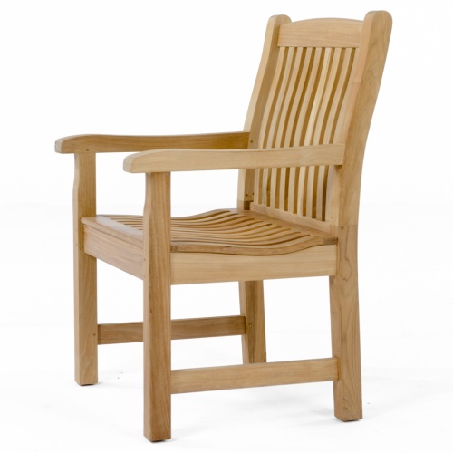 70481 Veranda Vogue teak dining armchair angled left side view on white background