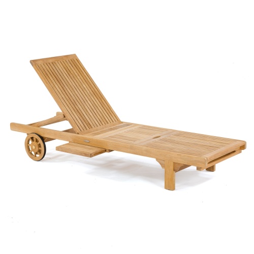 70510 Somerset teak double chaise frame angled on white background