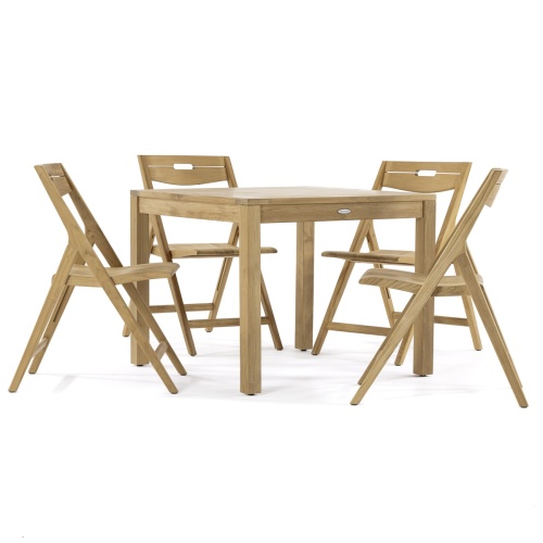 70513 Surf teak 5 piece 36 inch square Dining Set on white background