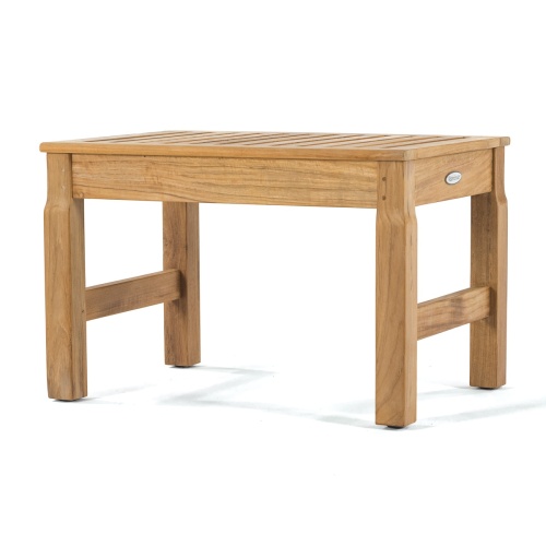 18603 Brunswick 24 inch teak stool angled side view on white background