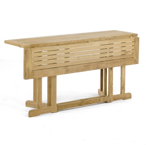 70605 Vogue Nevis 60 inch rectangular folding table side angled view showing one side folded down on white background