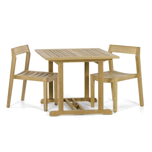 solid teak 3 piece square bistro set